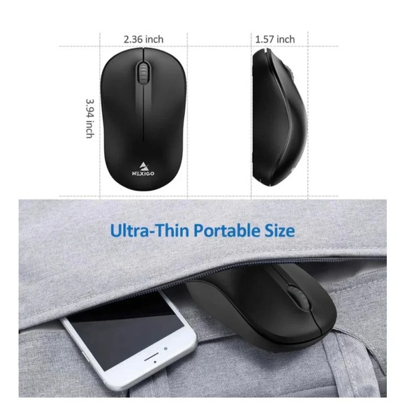 Nexigo Wireless Mouse, Black New - Picture 4 of 7